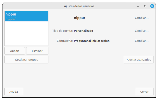 configuración inicio sesión